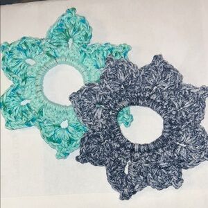 Crocheted Floral Hair Scrunchies